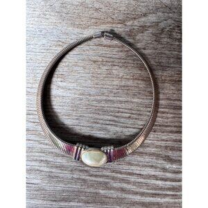 Donald Stannard Choker Collar Necklace Gold Statement Vintage Designer Couture